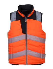 Portwest PW374 Hi-Vis Reversible Bodywarmer - Orange Clothing